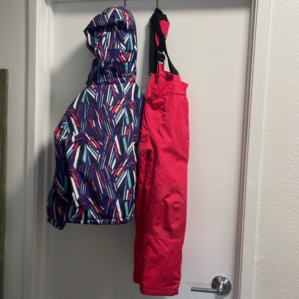 Pink Insulated Overalls with Adjustable Suspenders and Jacket